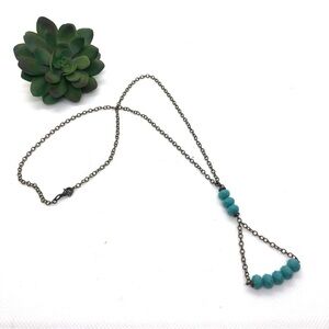 Vintage Boho Feel Turquoise Beaded Y Necklace
